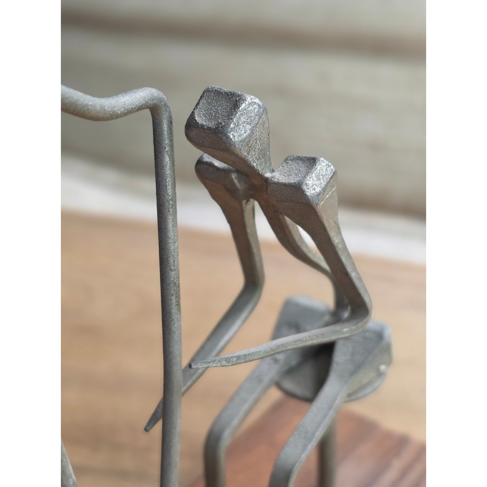 Mid Century Brutalist Metal Nail Art Sculpture Seated Harp Player - Picture 6 of 16